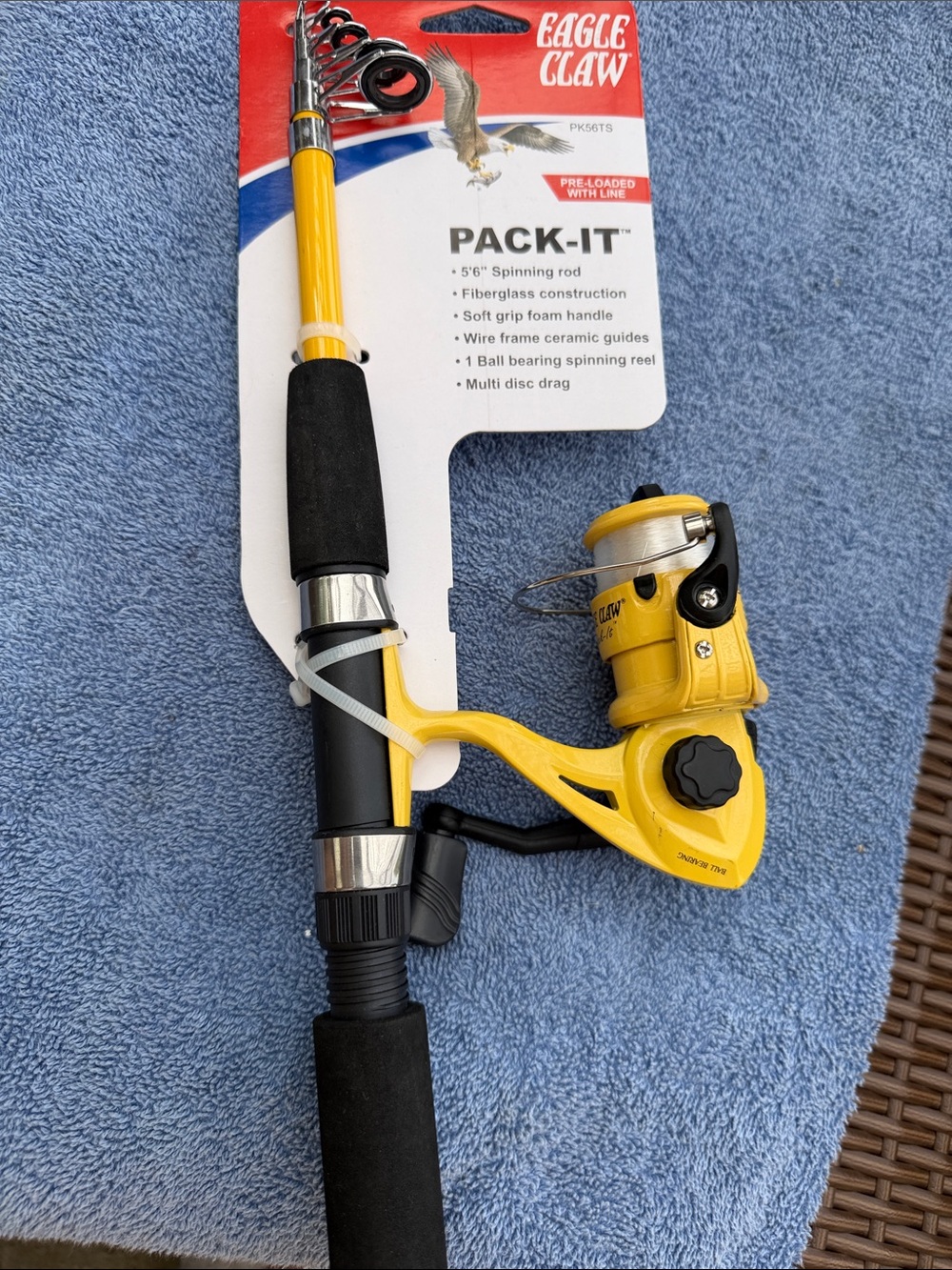 Pack-It Yellow Spinning Rod & Reel